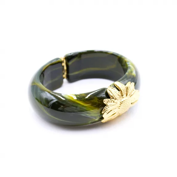 Bracelet tendance résine - fleur acier doré
