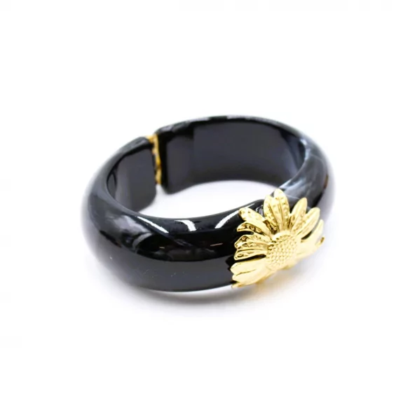 Bracelet tendance résine - fleur acier doré