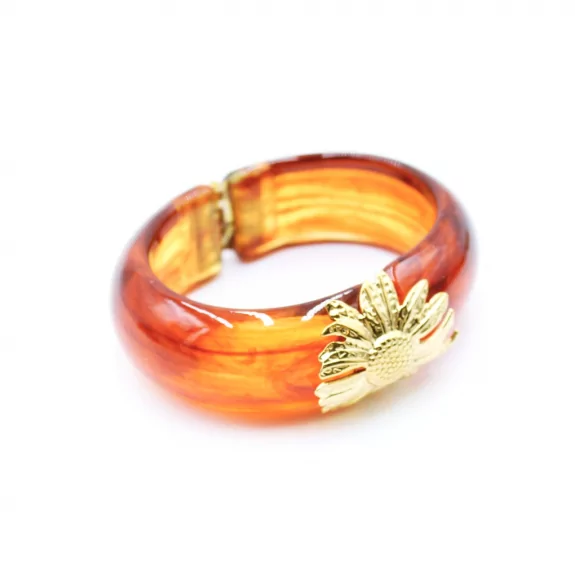 Bracelet tendance résine - fleur acier doré