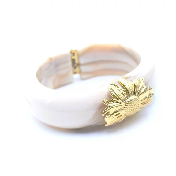 Bracelet tendance résine - fleur acier doré