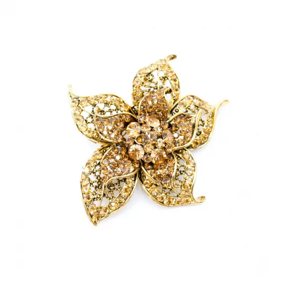 Broche fleur strass