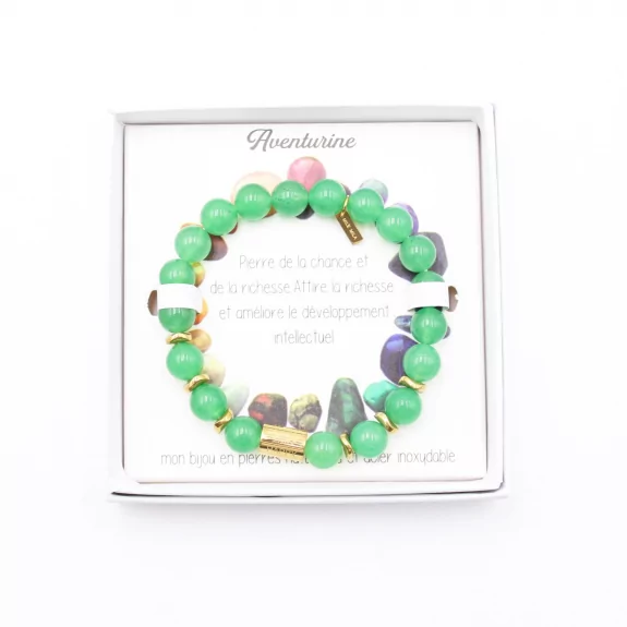 Coffret bracelet en pierre véritable aventurine