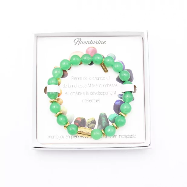 Coffret bracelet en pierre véritable aventurine