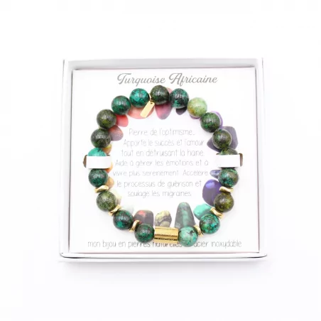 Coffret bracelet en pierre véritable turquoise africaine
