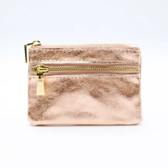 Porte monnaie en cuir pailleté