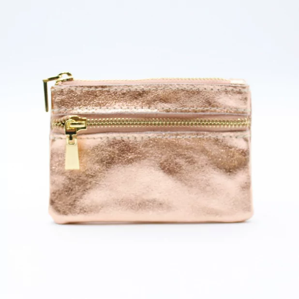 Porte monnaie en cuir pailleté