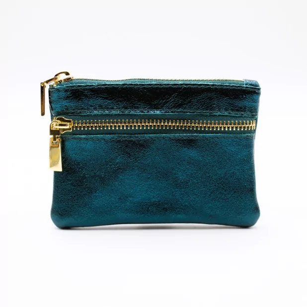 Porte monnaie en cuir pailleté