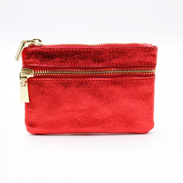 Porte monnaie en cuir pailleté