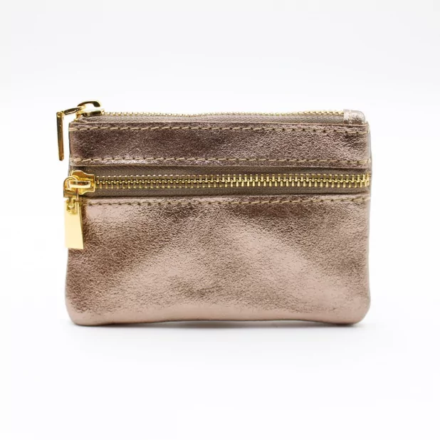 Porte monnaie en cuir pailleté