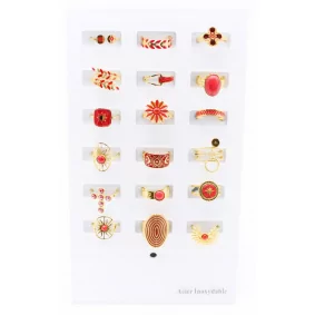 Pack 18 bagues acier inoxydable - rouge