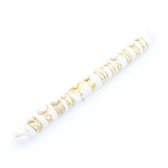 Pack 12 bagues acier inoxydable - perle