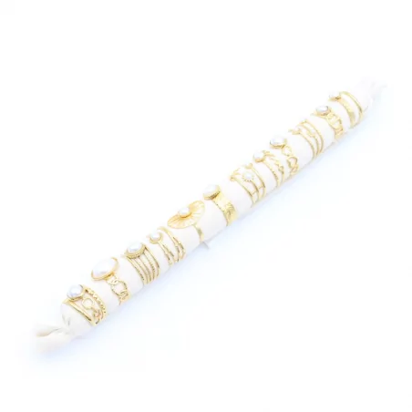 Pack 12 bagues acier inoxydable - perle