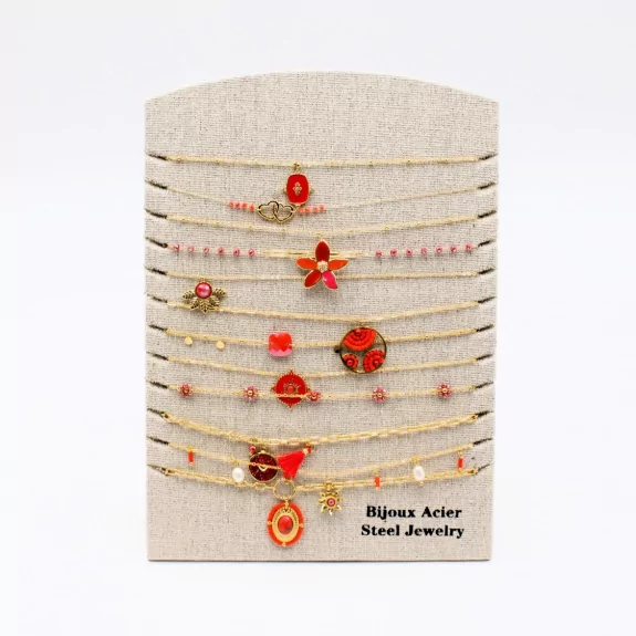 Pack 12 Colliers Acier Inoxydable - rouge