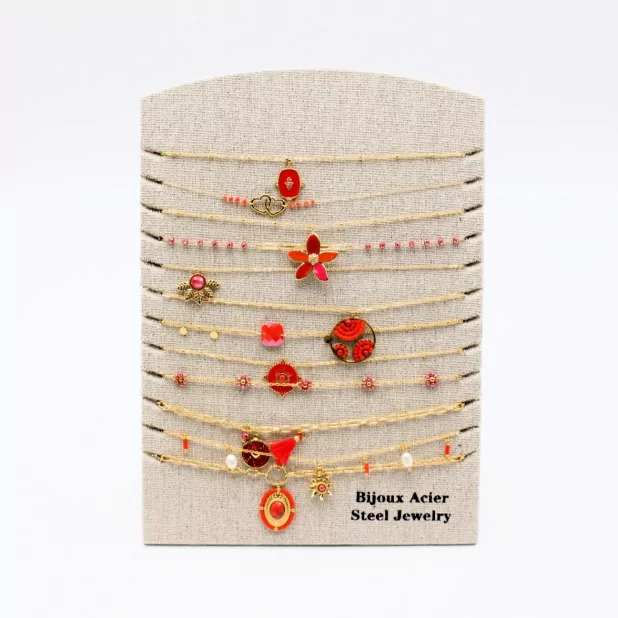 Pack 12 Colliers Acier Inoxydable - rouge