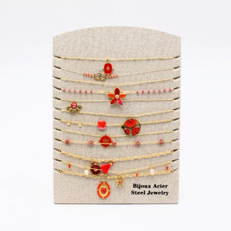 Pack 12 Colliers Acier Inoxydable - rouge