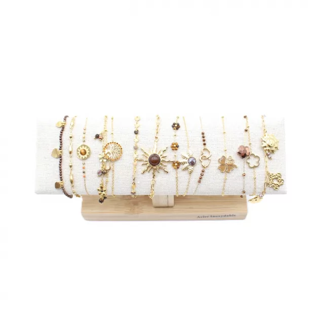 Pack de 12 bracelets acier - marron