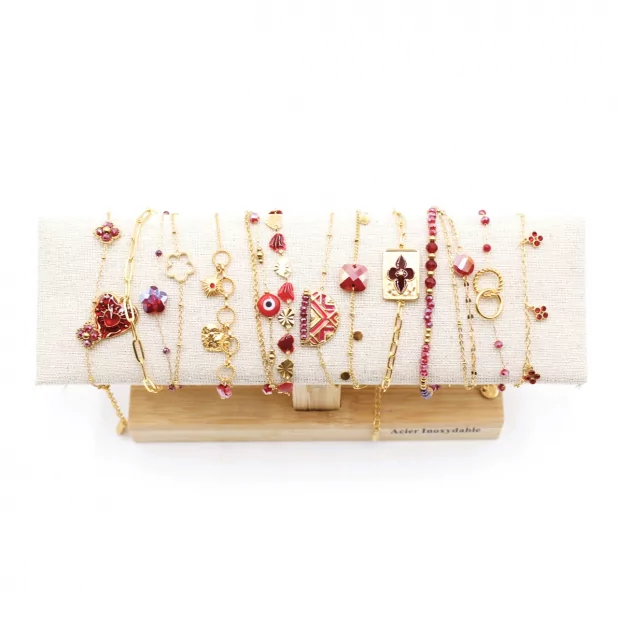 Pack de 12 bracelets acier - ROUGE