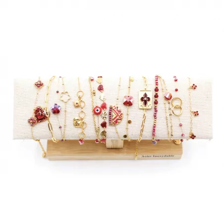 Pack de 12 bracelets acier - ROUGE