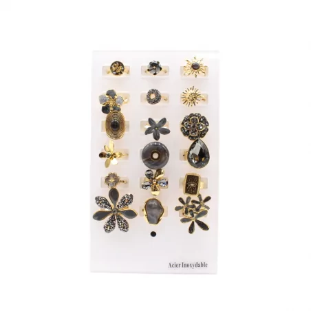 Pack 18 bagues acier inoxydable - gris