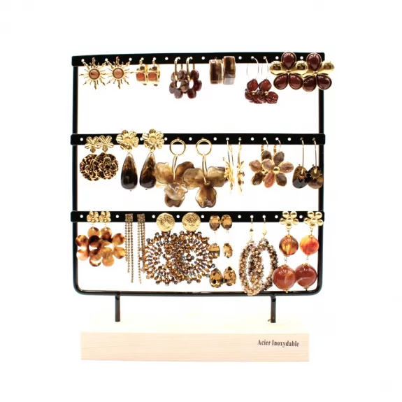 Pack de 18 boucles d'oreilles acier - MARRON