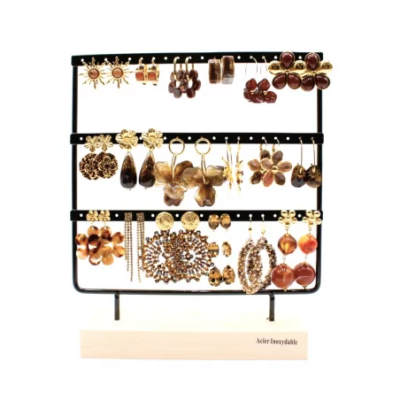 Pack de 18 boucles d'oreilles acier - MARRON