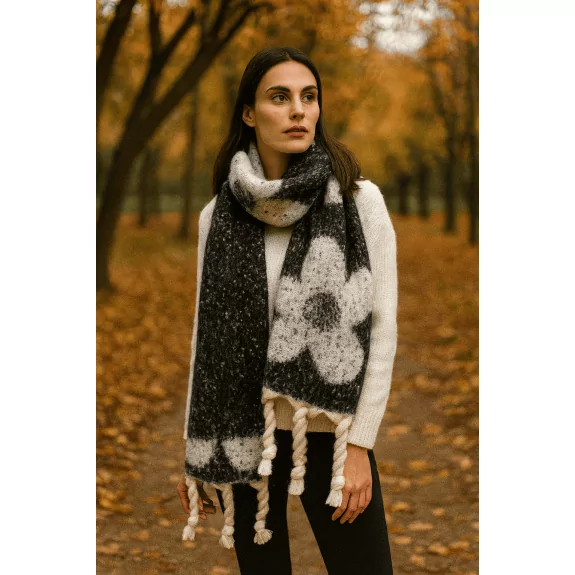 écharpe chaude motif fleurs