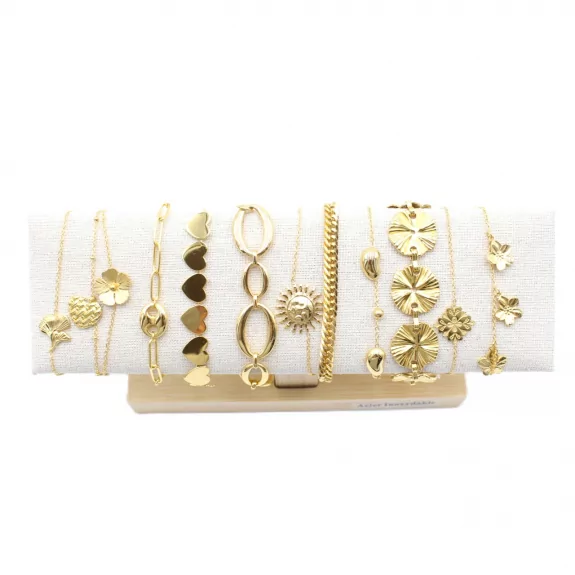 Pack de 12 bracelets acier - doré