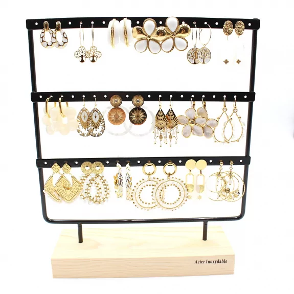 Pack de 18 boucles d'oreilles acier - BLANC