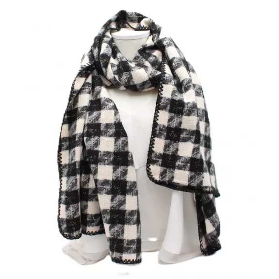 Echarpe laine carreaux avec fil lurex doré