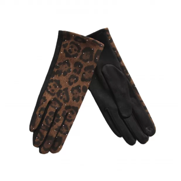 Gant suédine léopard et strass