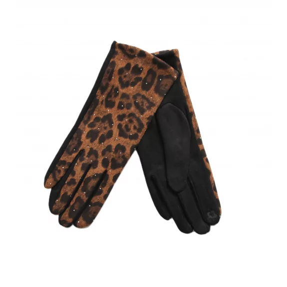 Gant suédine léopard et strass