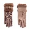 Gant suédine léopard et fourrure