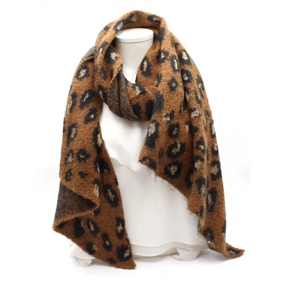 écharpe chaude biseauté motif léopard