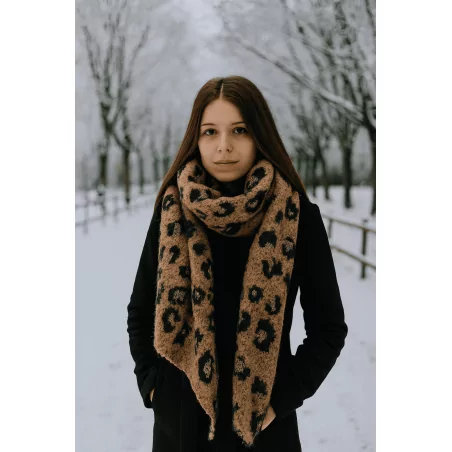 écharpe chaude biseauté motif léopard