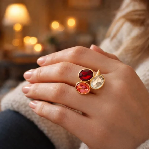 Bague tendance cabochons