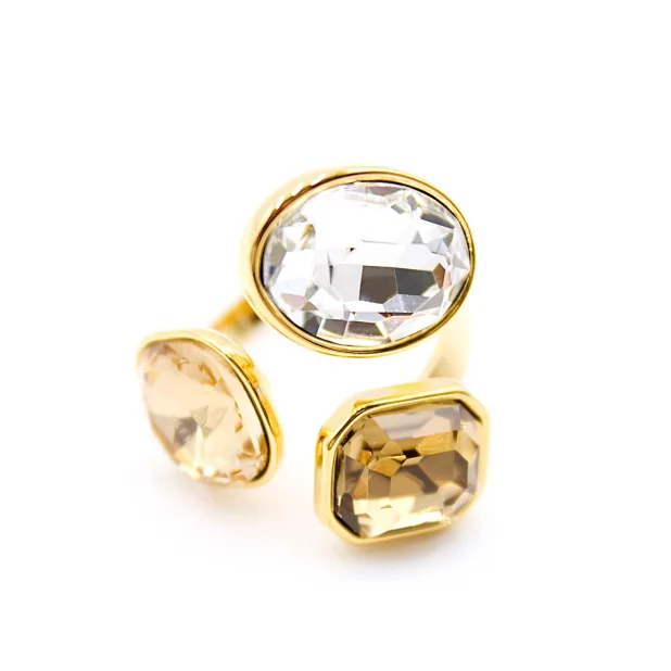 Bague tendance cabochons strass