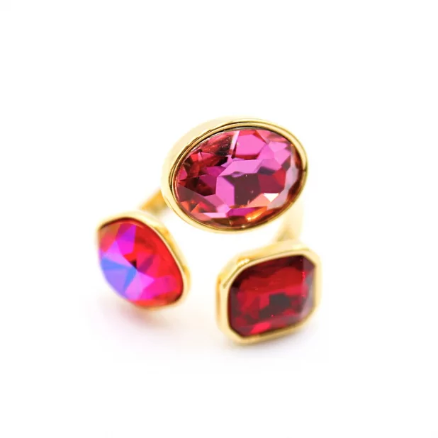 Bague tendance cabochons strass