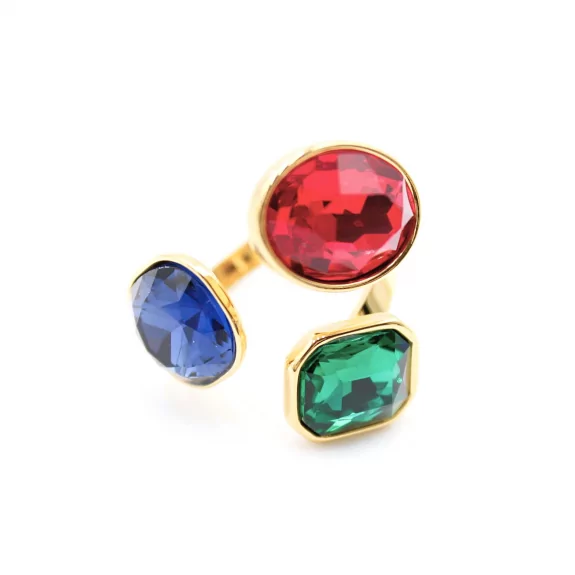 Bague tendance cabochons strass