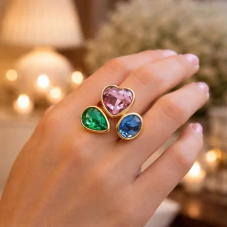 Bague tendance cabochons cœur