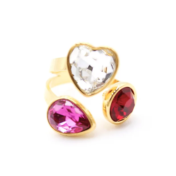 Bague tendance cabochons cœur