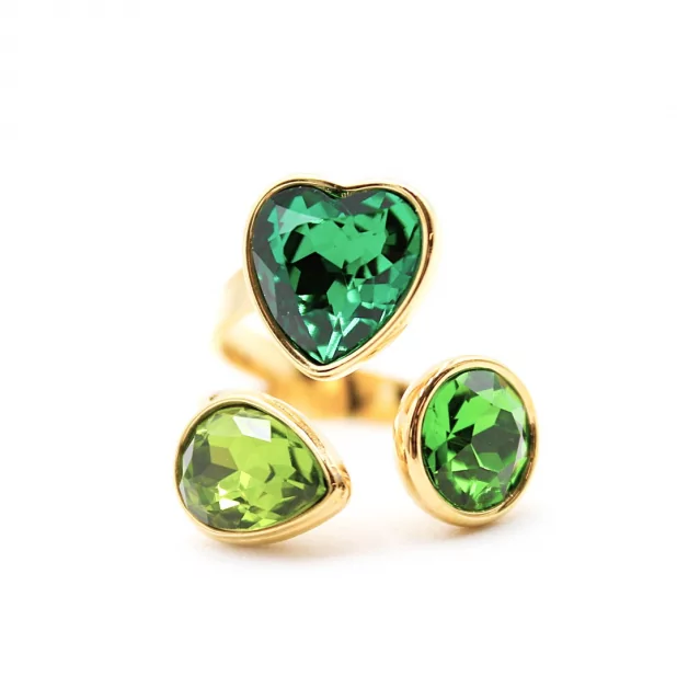 Bague tendance cabochons cœur