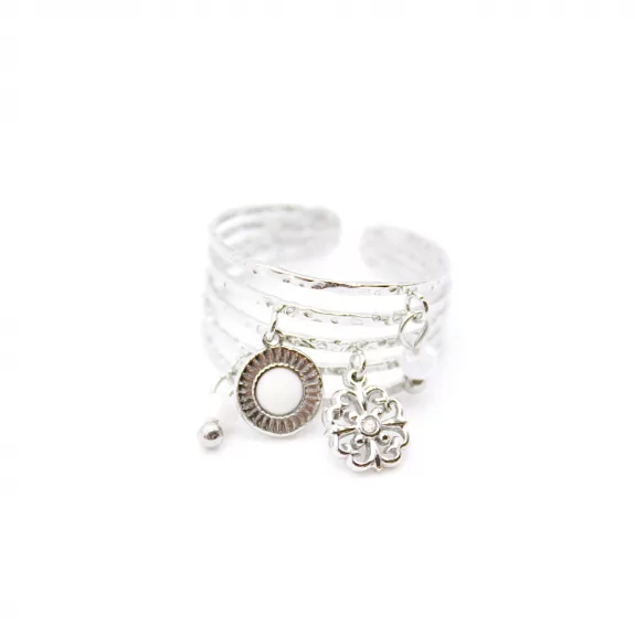 Bague acier avec pendentifs trèfles