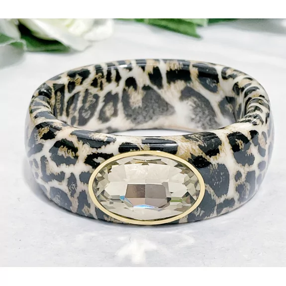 Bracelet jonc résine avec cabochon cristal