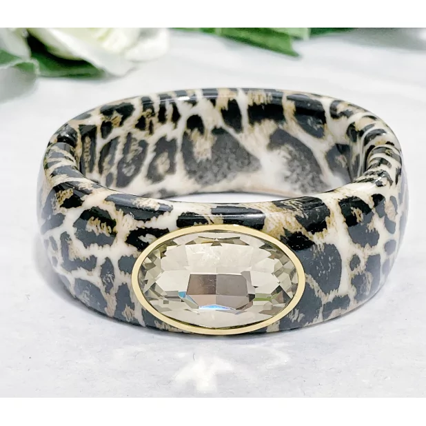 Bracelet jonc résine avec cabochon cristal