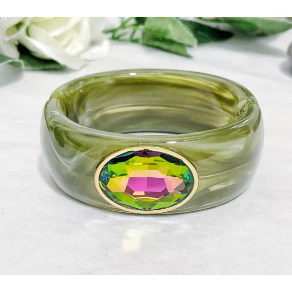 Bracelet jonc résine avec cabochon cristal