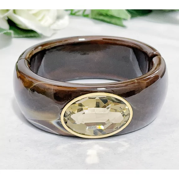 Bracelet jonc résine avec cabochon cristal