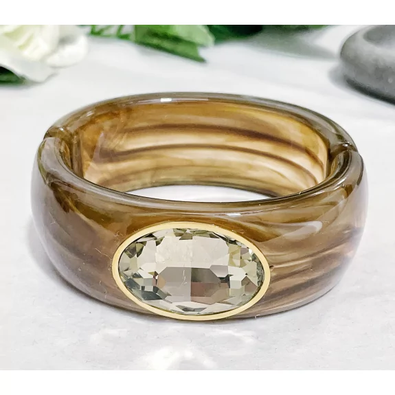 Bracelet jonc résine avec cabochon cristal