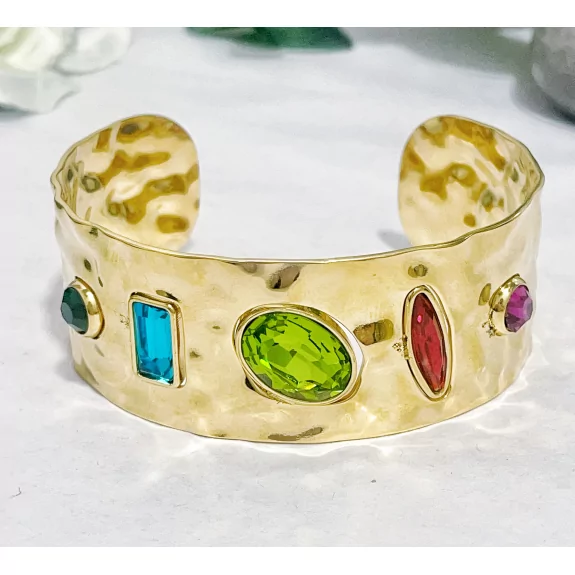 Bracelet jonc acier doré cristal