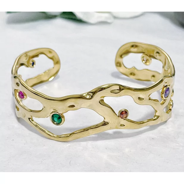 Jonc en acier et strass