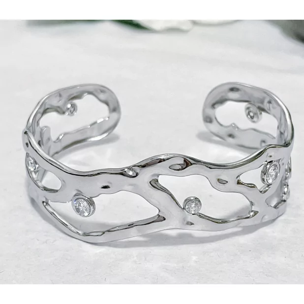 Jonc en acier et strass